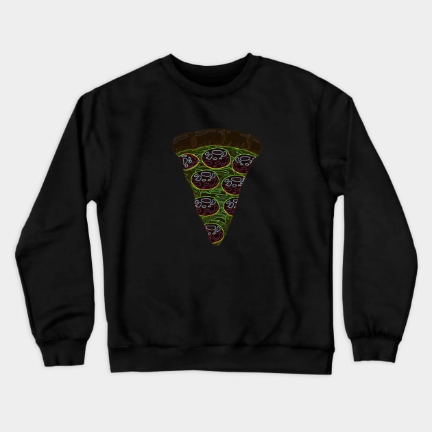 Psychedelic Pepperoni Pizza Design Crewneck Sweatshirt by oggi0